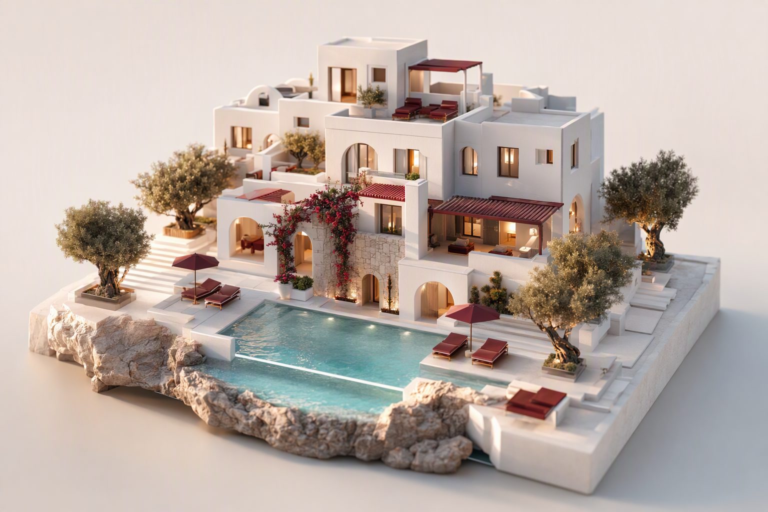 Mediterranean hotel with terraces and a pool